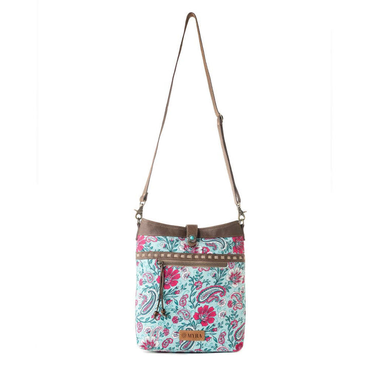 Aspendale upcycled canvas Bag for Women Blue with leather details