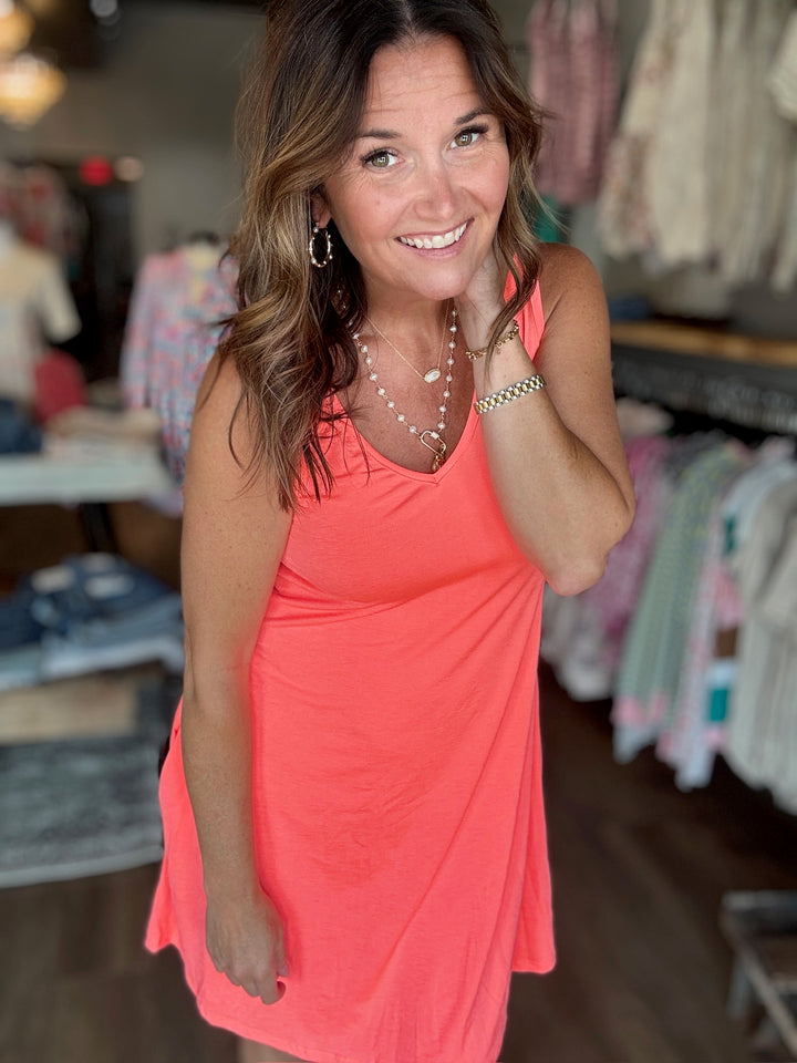 Hot Coral Mini Dress