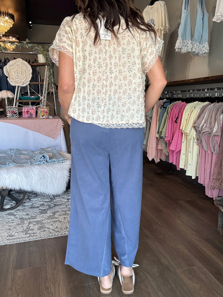 Indigo Ease Wide Leg Corduroy Pants