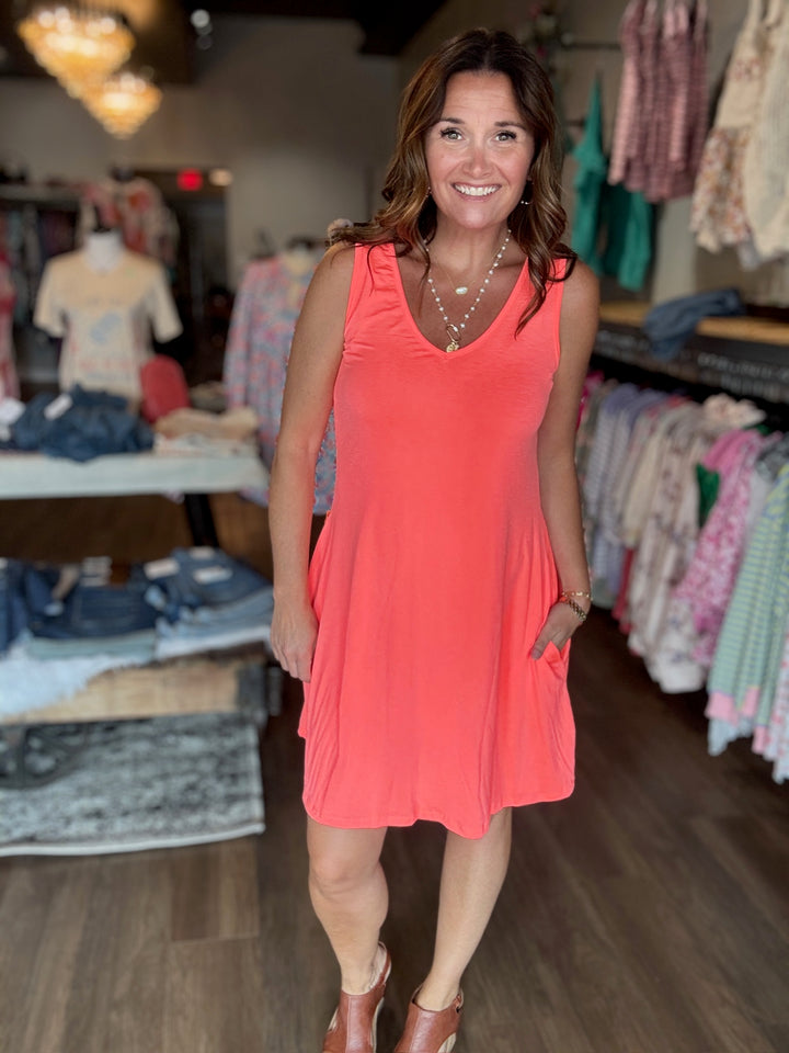 Hot Coral Mini Dress