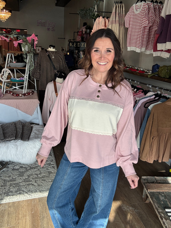 Lace Love Colorblock Sweatshirt
