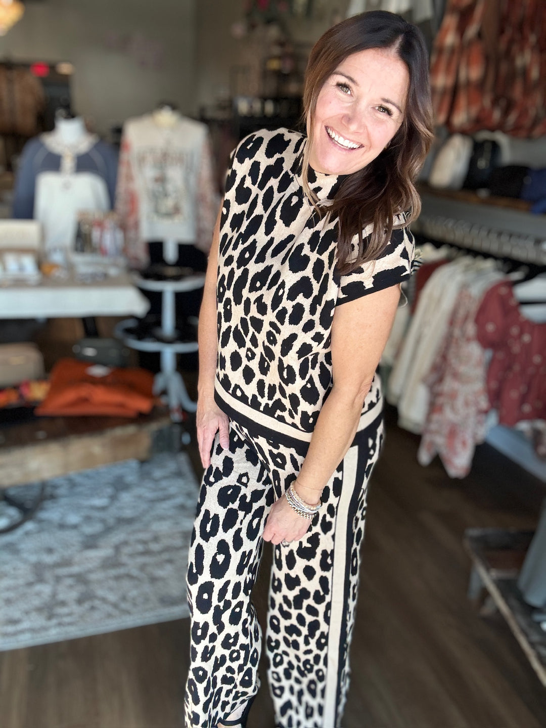 Leopard Print Knit Sweater Top