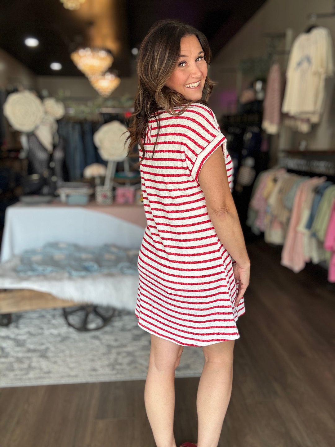 Americana Striped T Shirt Dress