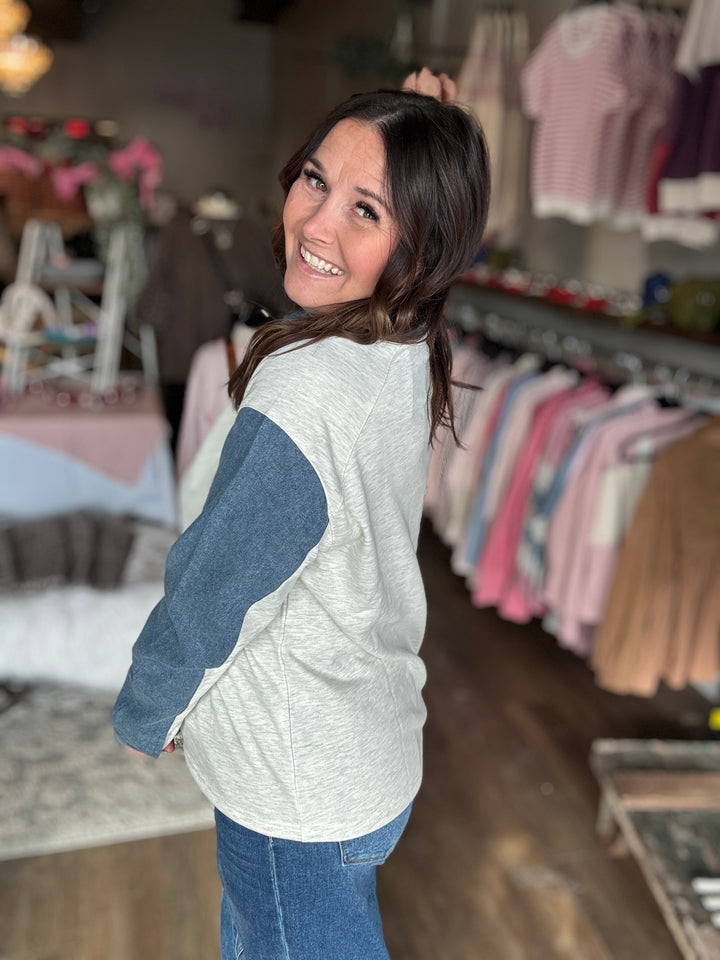 Denim Patch Grey Sweatshirt