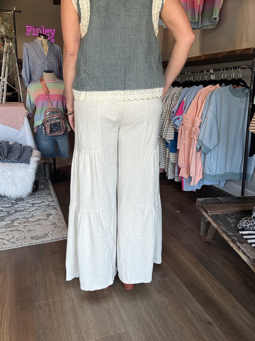 Linen Tiered Wide Leg Pants