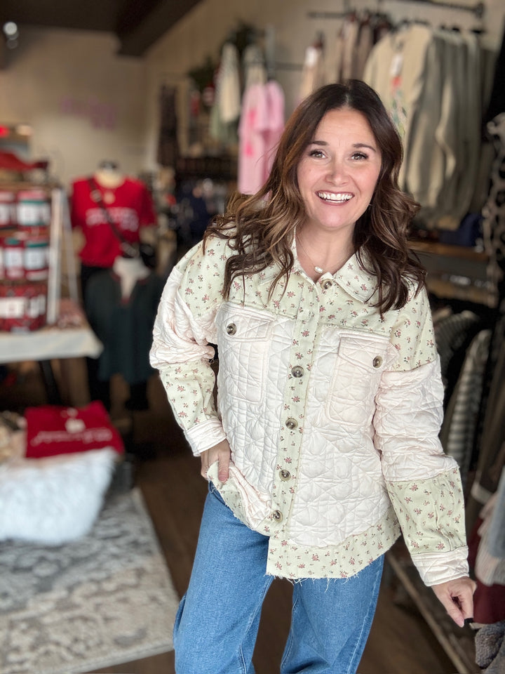 Floral Printed Contrast Jacket