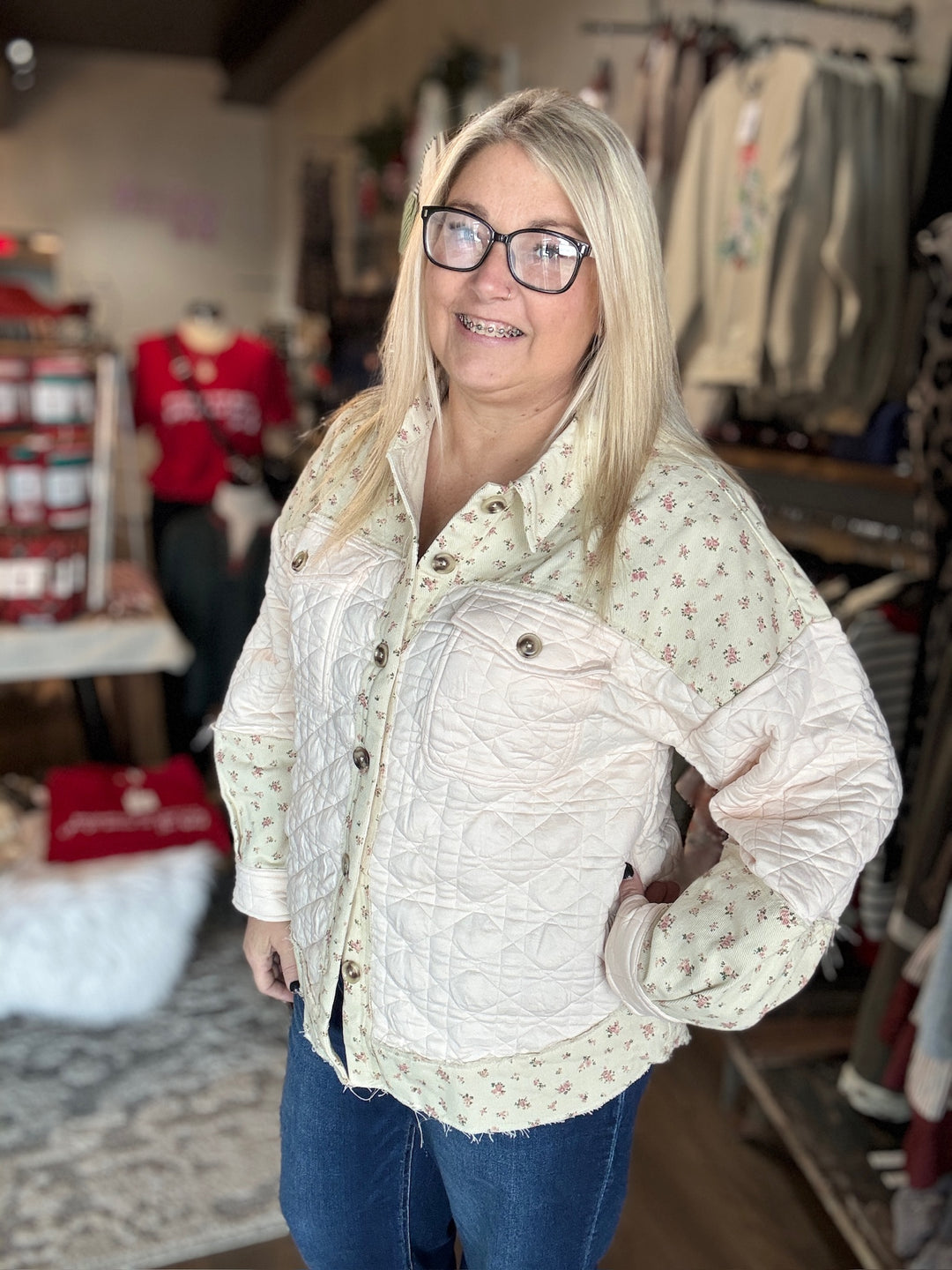 Floral Printed Contrast Jacket