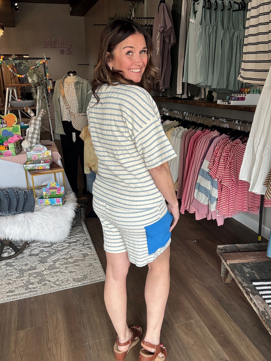 Spring Blue Striped Set