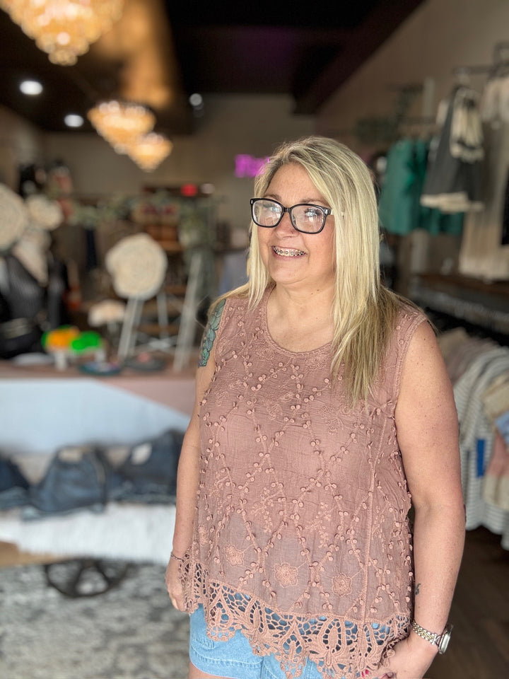 Blush Bloom Lace Tank