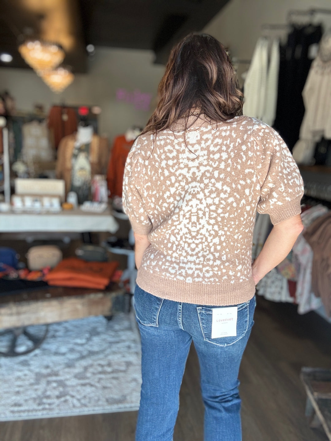 Animal Print Tan Sweater Top
