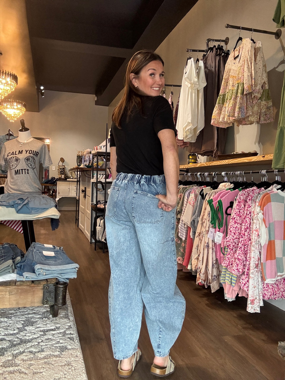 Denim Drawstring Barrel Jeans