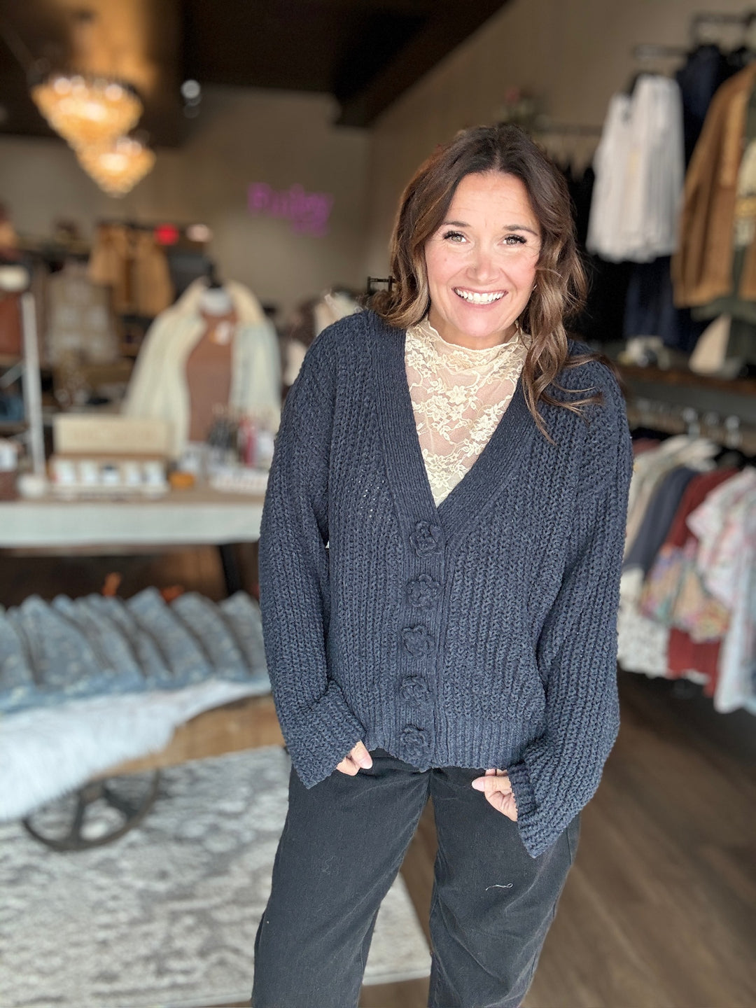 Ivory Mock Neck Lace Top