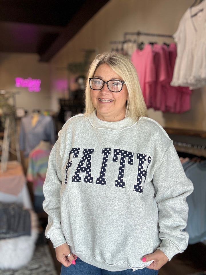 Faith Polka-Dot Mock Neck Sweatshirt