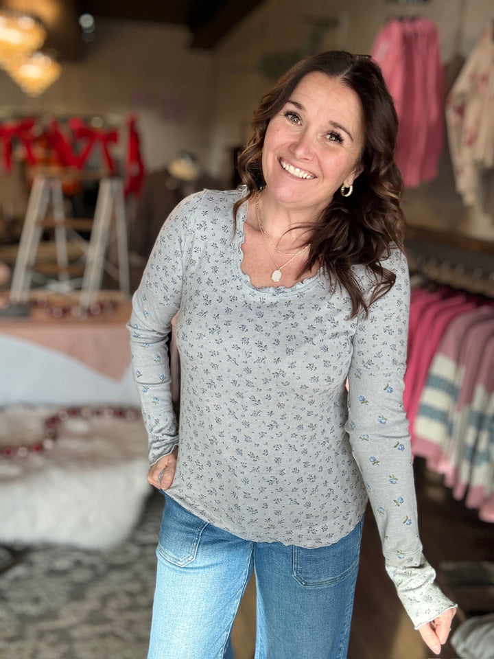 Floral Lettuce Hem Top