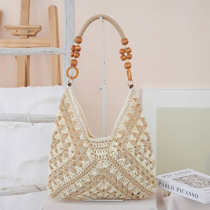 Boho Beach Vacation Straw Woven Shoulder Bag