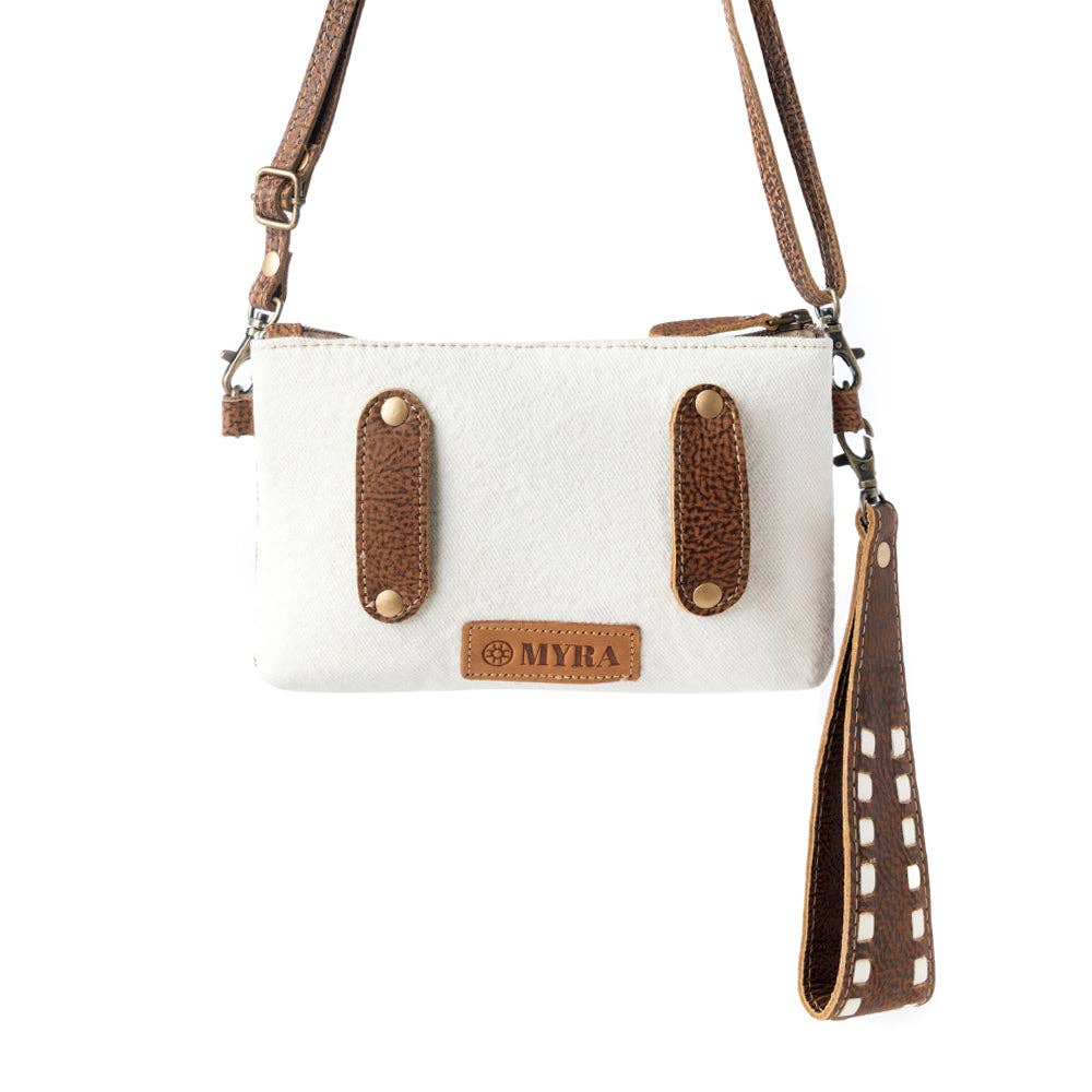 Frondtrail upcycled canvas Belt Bag for Women in ivory with leather detail