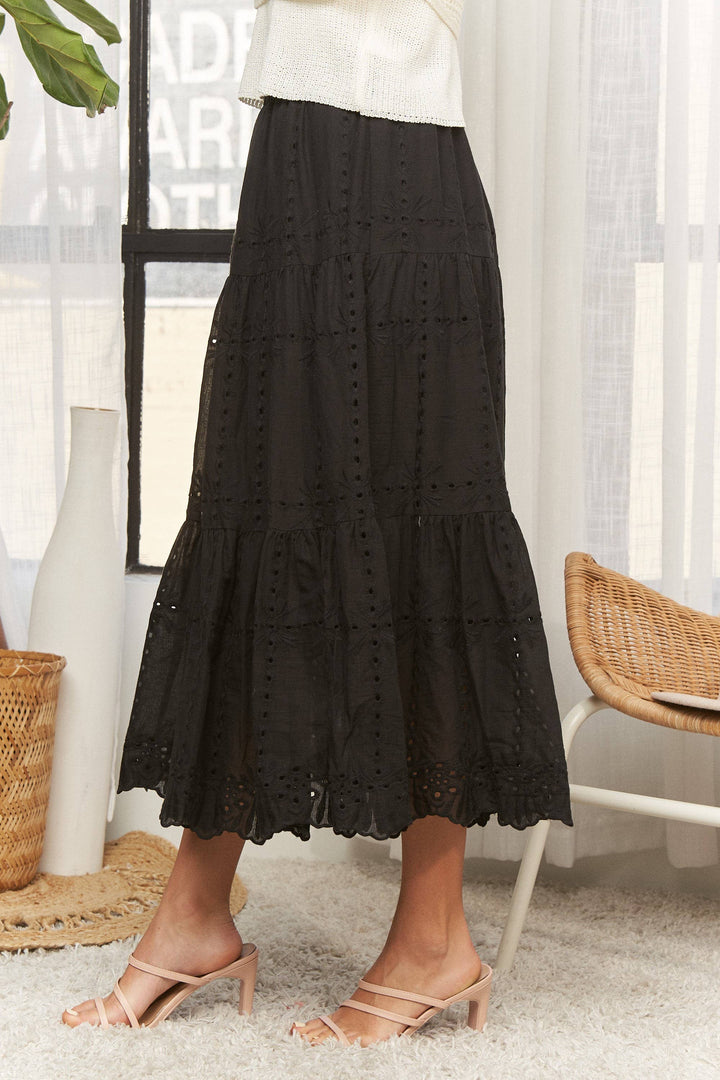 TIERED MIDI SKIRT- LES4074