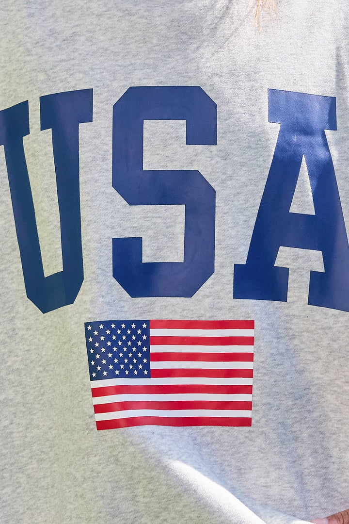 ****PREORDER WILL NOT BE HERE UNITIL JULY****. Reversible USA Grey Mock Neck Sweatshirt