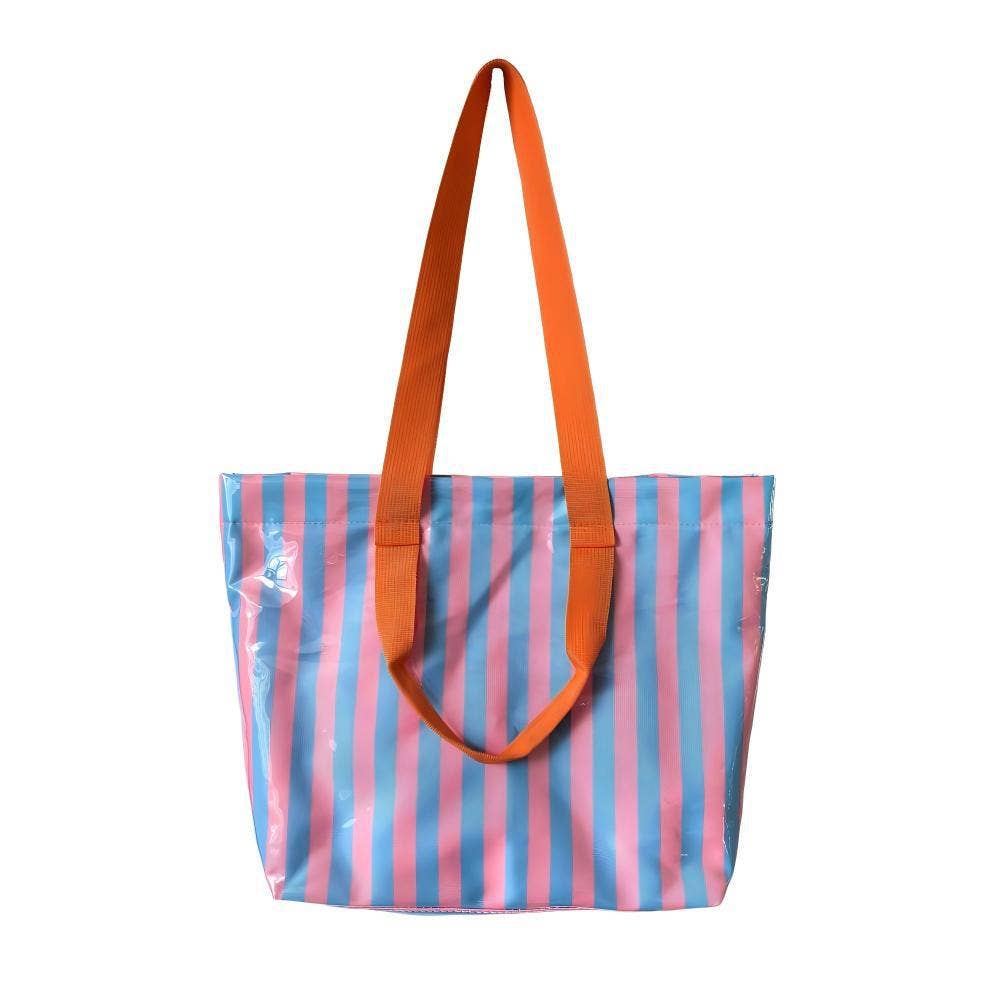 Color Block Striped Tote Bag Shoulder Waterproof Beach Bag