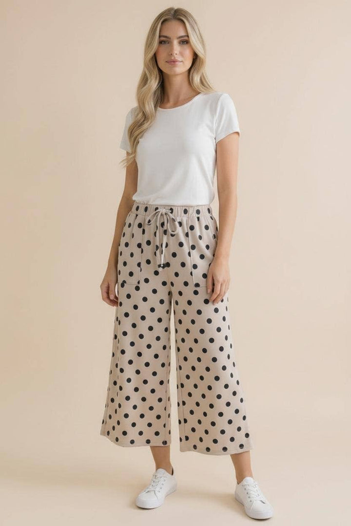 Elastic Waist Polka Dot Pants