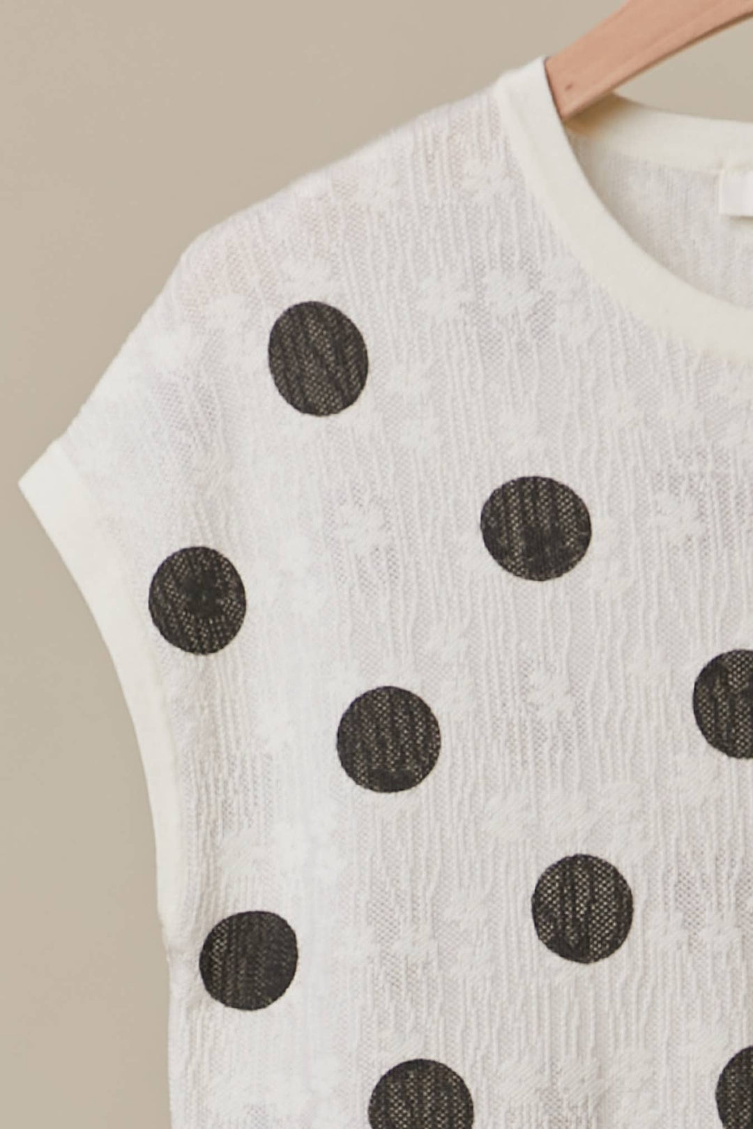 Textured Polka Dot Cap Sleeve Top