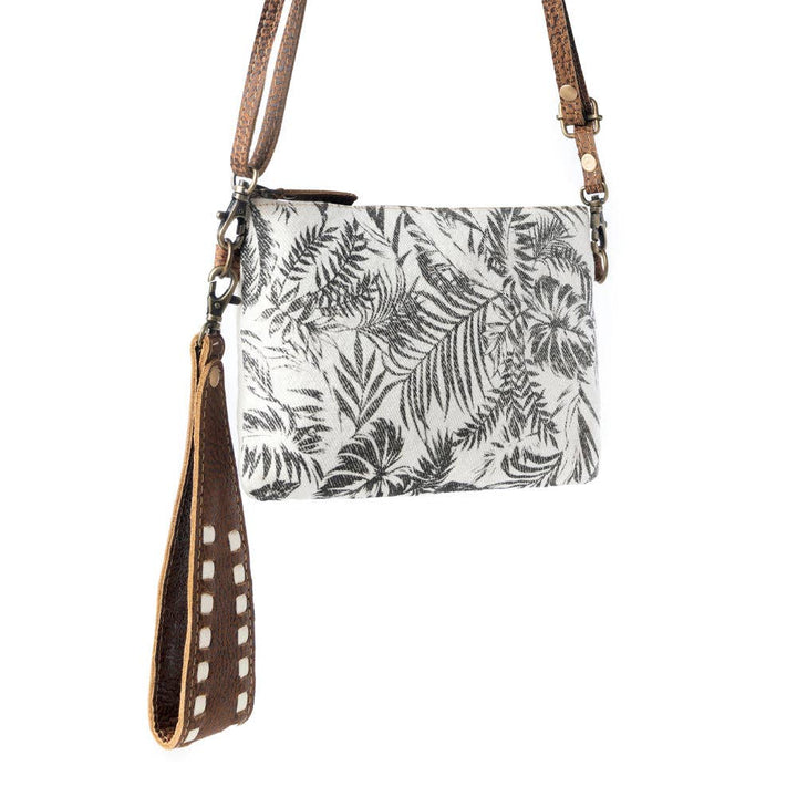Frondtrail upcycled canvas Belt Bag for Women in ivory with leather detail