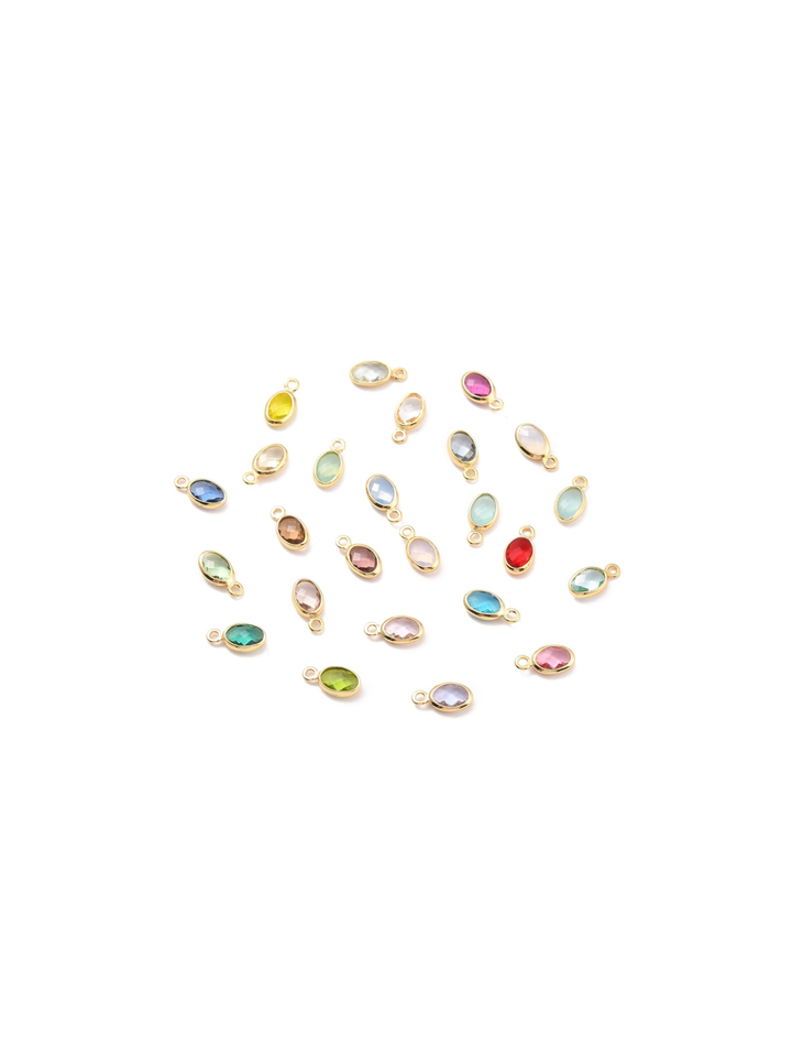 Gold Oval Framed Glass Charms