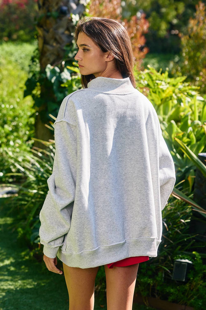 ****PREORDER WILL NOT BE HERE UNITIL JULY****. Reversible USA Grey Mock Neck Sweatshirt