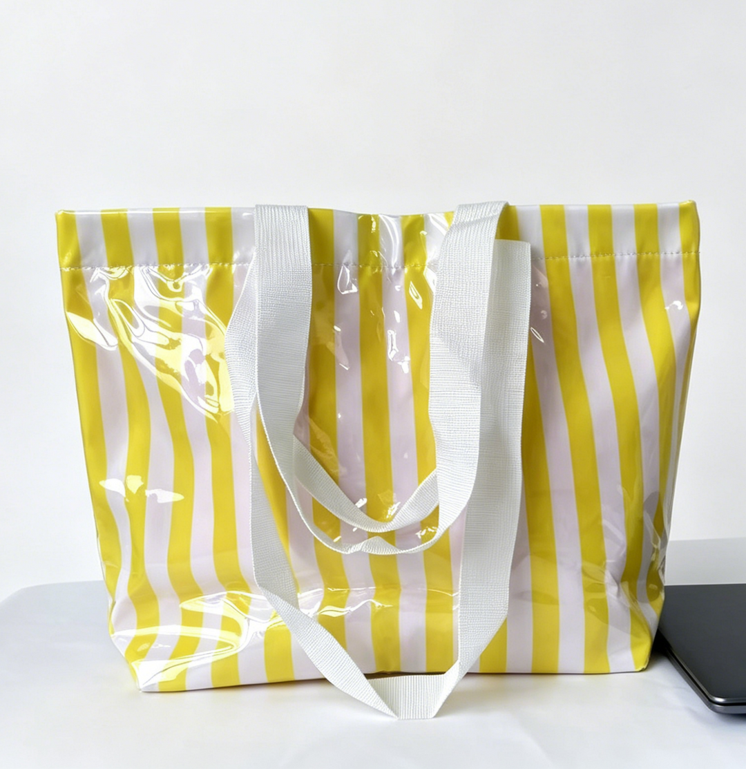Color Block Striped Tote Bag Shoulder Waterproof Beach Bag