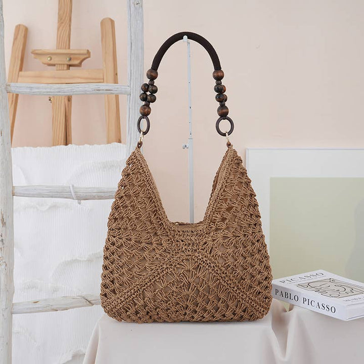 Boho Beach Vacation Straw Woven Shoulder Bag