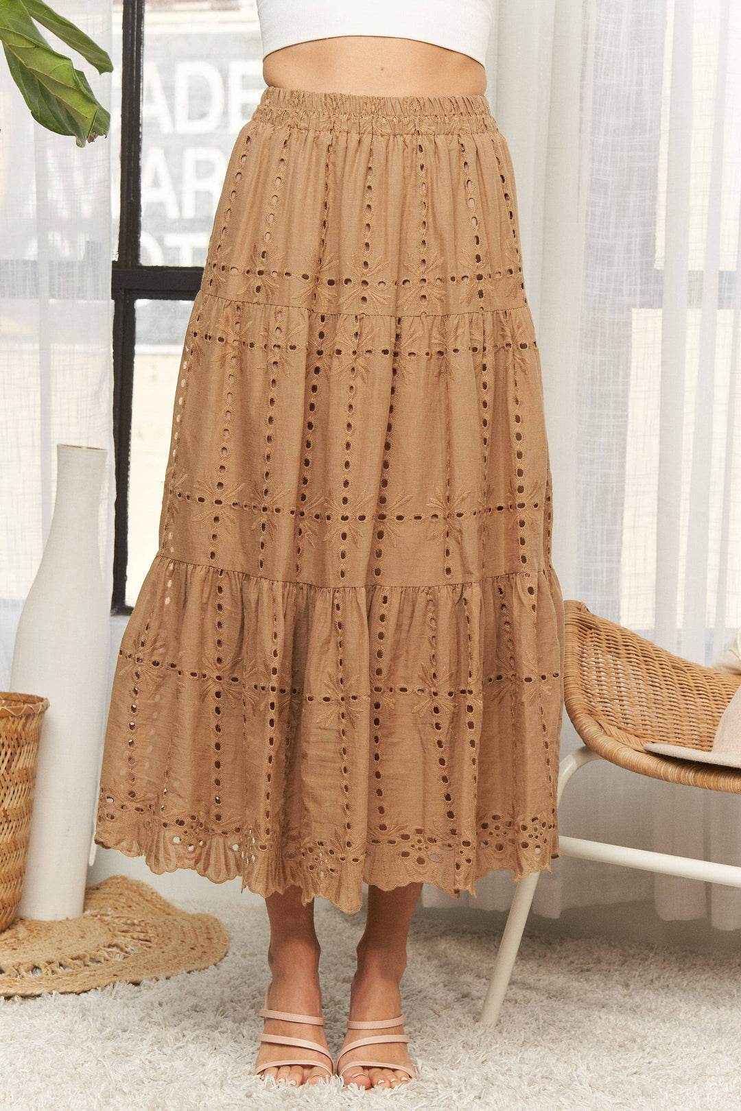TIERED MIDI SKIRT- LES4074