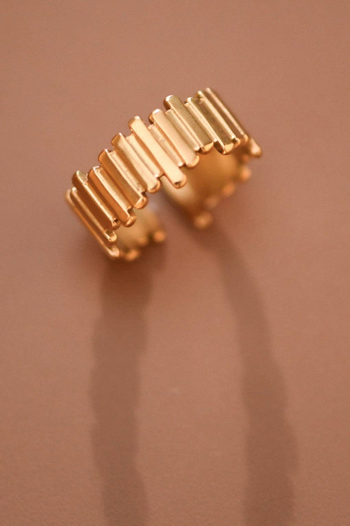 18K Gold Plated Waterproof Stainless Steel Ring - 7869