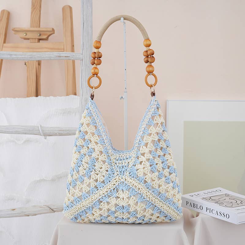 Boho Beach Vacation Straw Woven Shoulder Bag