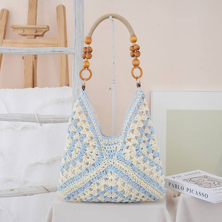 Boho Beach Vacation Straw Woven Shoulder Bag
