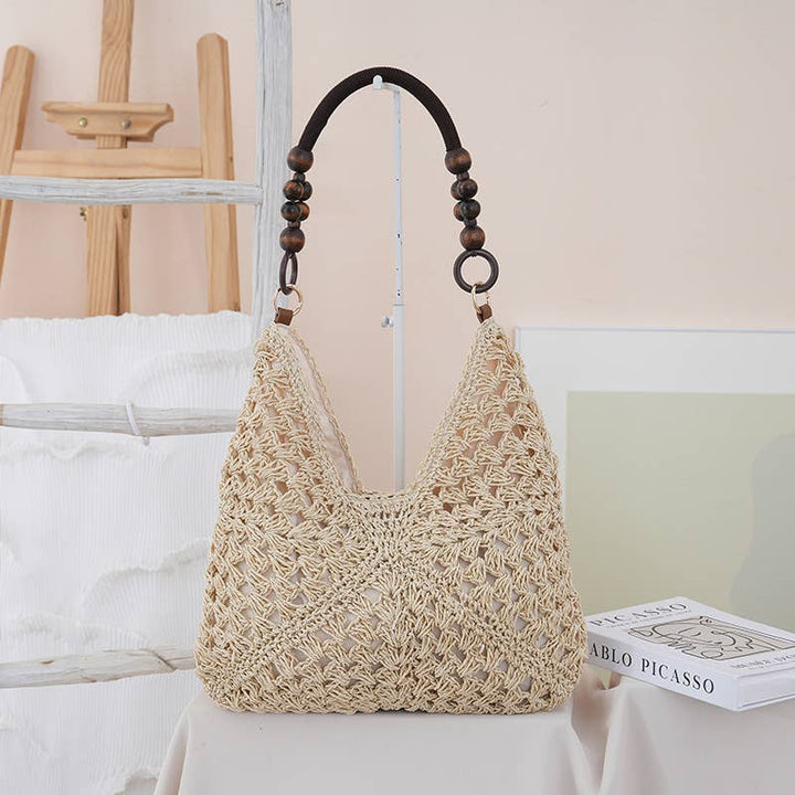 Boho Beach Vacation Straw Woven Shoulder Bag
