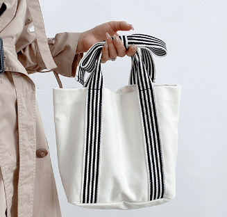 Mini Striped Tote Bag Beach Bow Handle Bag
