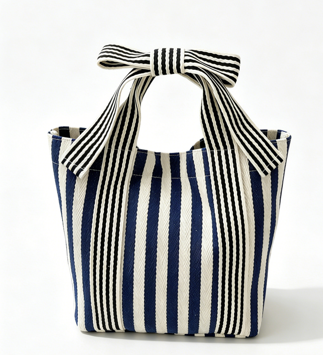 Mini Striped Tote Bag Beach Bow Handle Bag