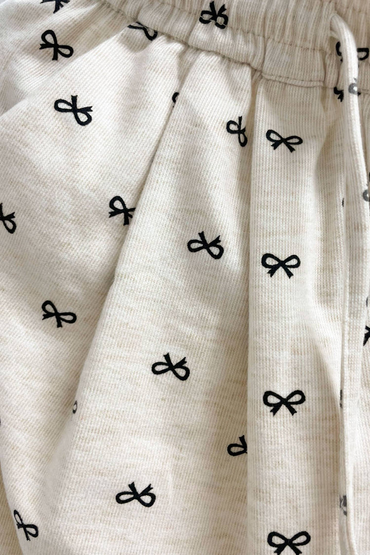 Ribbon Print Casual Long Pants