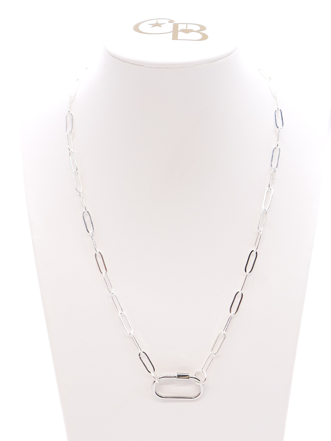 Silver Ashley Necklace with Piper Carabiner 18"