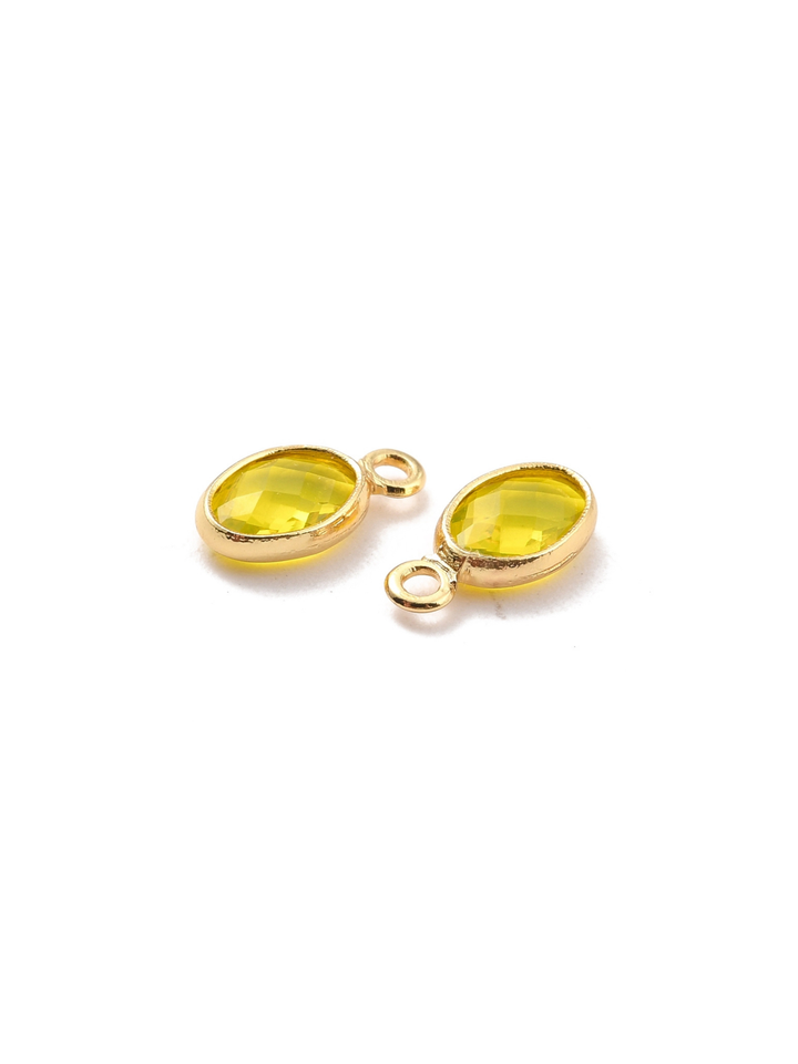 Gold Oval Framed Glass Charms