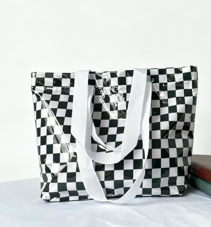 Color Block Striped Tote Bag Shoulder Waterproof Beach Bag