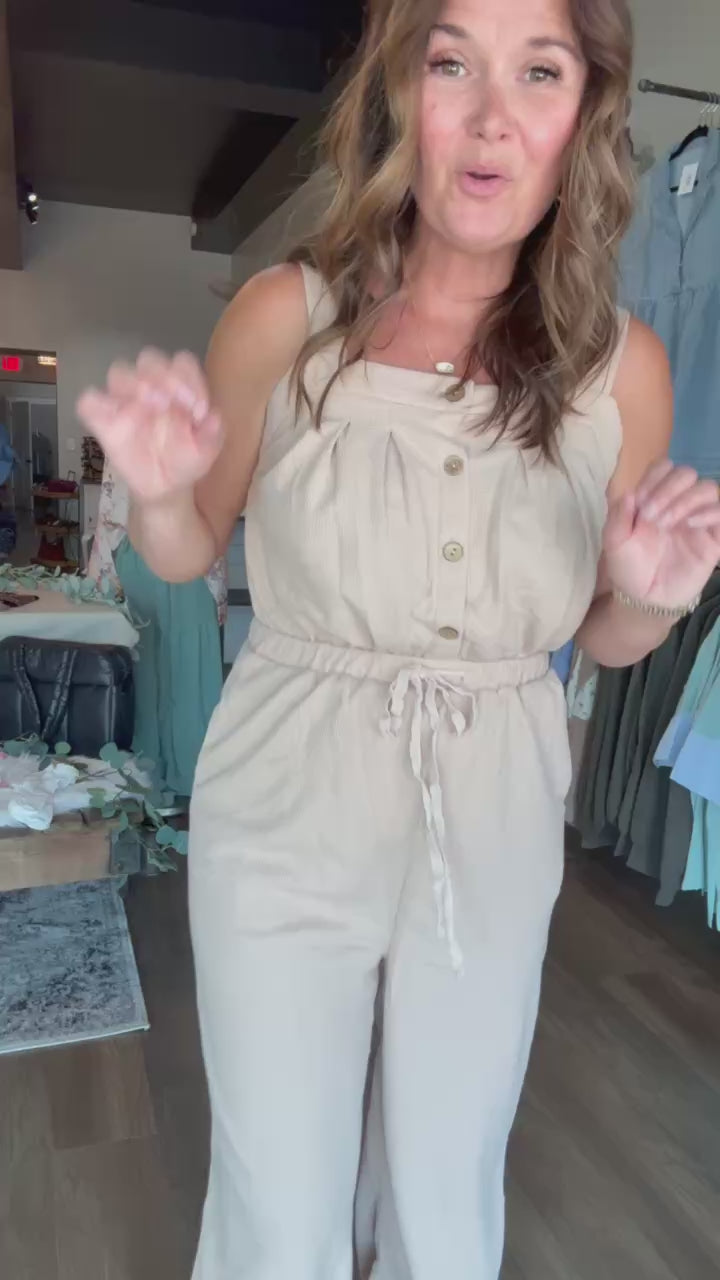 Khaki Textured Jumpsuit