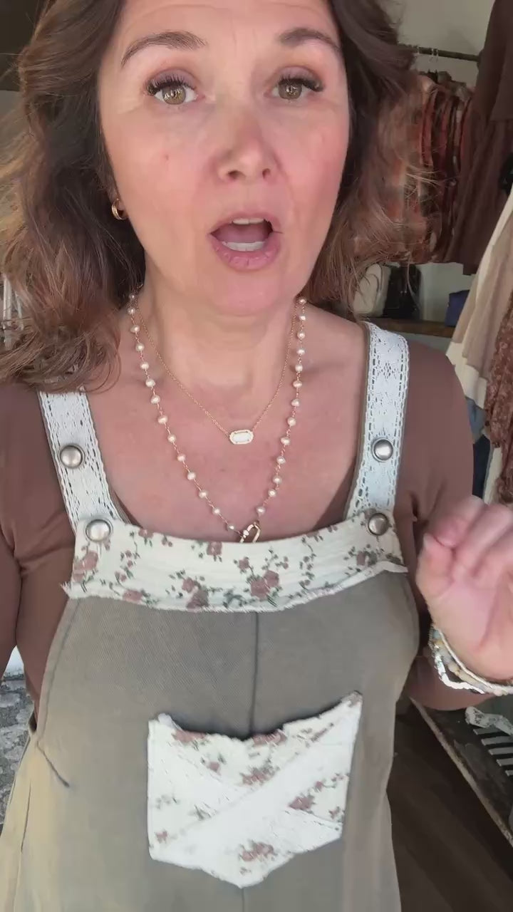 Vintage Green Patchwork Jumpsuit